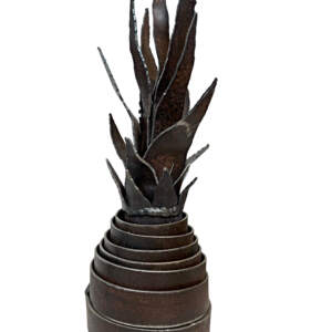 Bouncy Pineapple 2, salvaged metal pineapple sculpture by Wendy Stone | Effusion Art Gallery + Cast Glass Studio, Invermere BC
