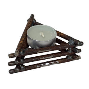 Mountain Tea Lights 3, salvaged metal tea light holder/mini mountain sculpture by Wendy Stone | Effusion Art Gallery + Cast Glass Studio, Invermere BC