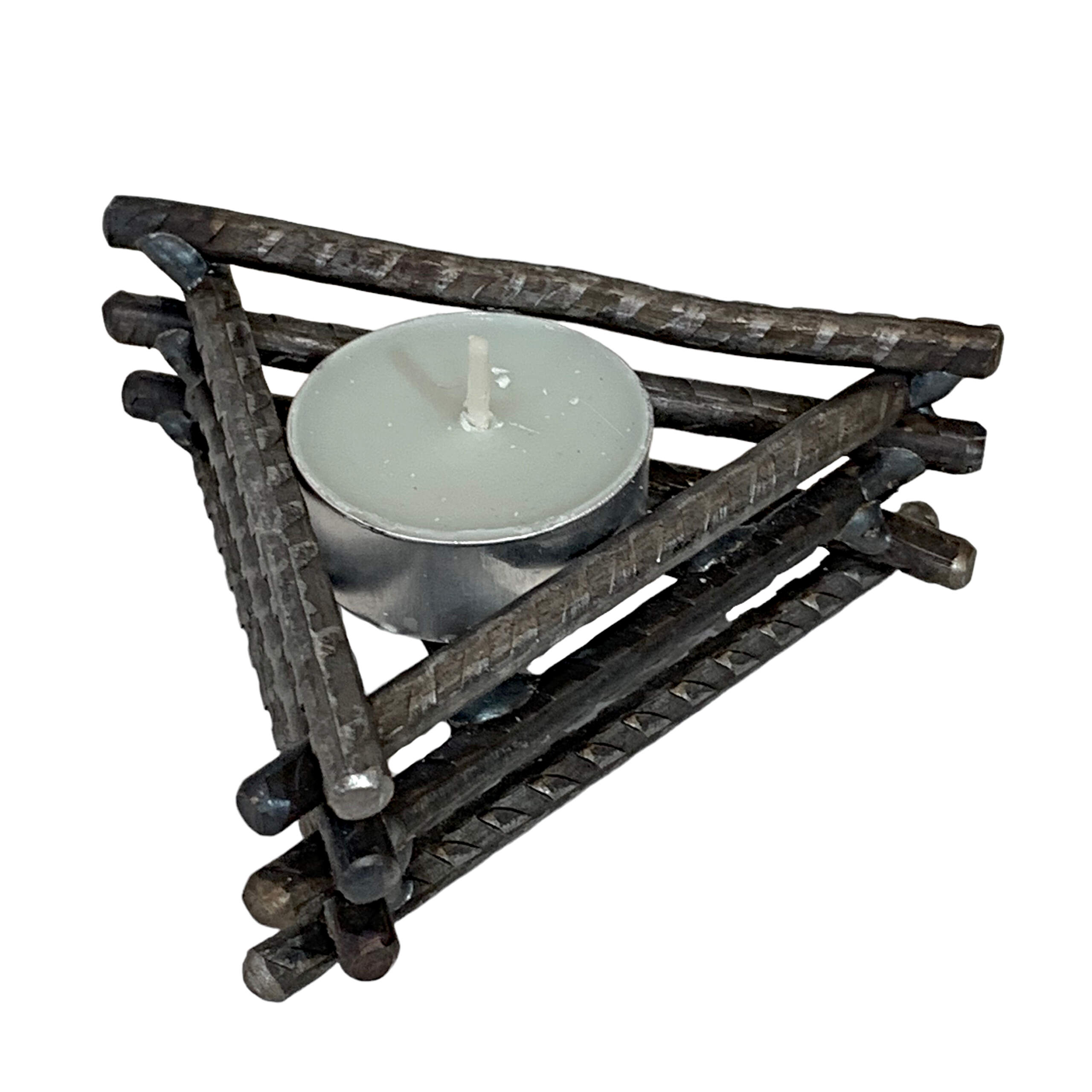 Mountain Tea Lights 1, salvaged metal tea light holder/mini mountain sculpture by Wendy Stone | Effusion Art Gallery + Cast Glass Studio, Invermere BC