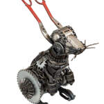 Sheer Joy, salvaged metal bunny sculpture by Wendy Stone | Effusion Art Gallery + Cast Glass Studio, Invermere BC