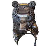 The View From Here, reclaimed metal bear and flower sculpture by Wendy Stone | Effusion Art Gallery + Cast Glass Studio, Invermere BC