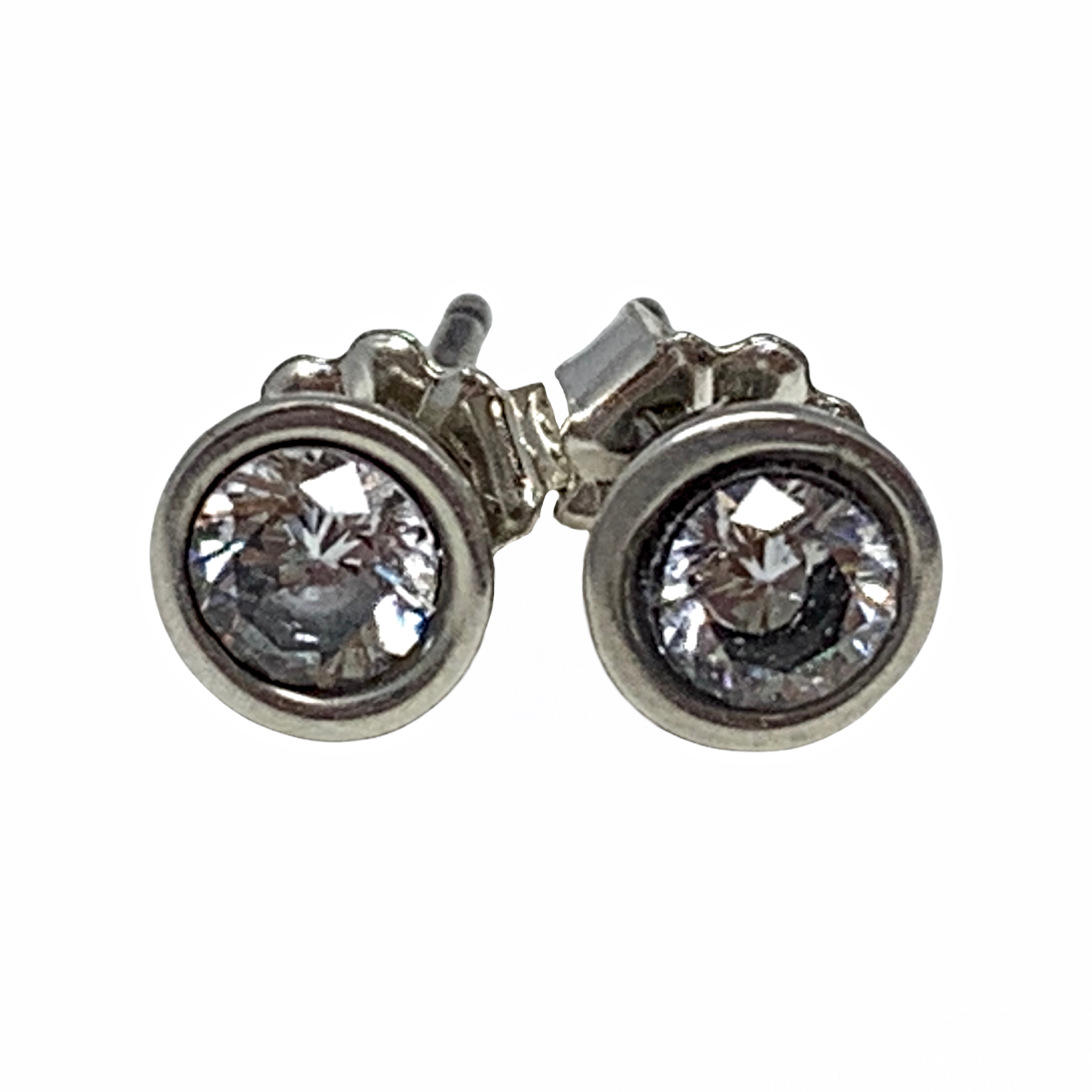 Handmade sterling silver and CZ stud earrings by Karyn Chopik.