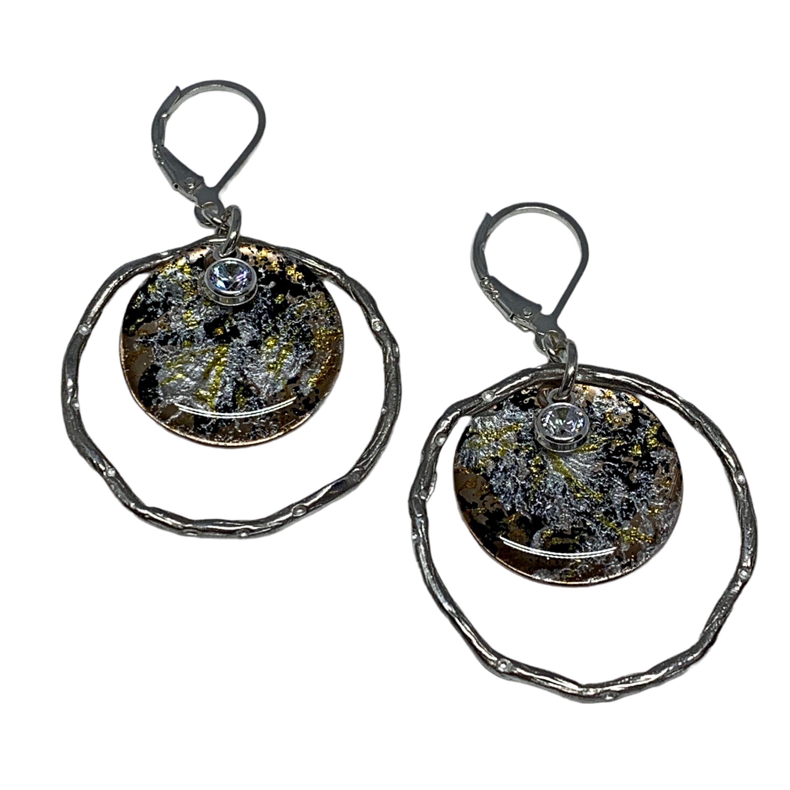 Handmade bronze, sterling silver, art resin, + CZ earrings by Karyn Chopik | Effusion Art Gallery + Cast Glass Studio, Invermere BC