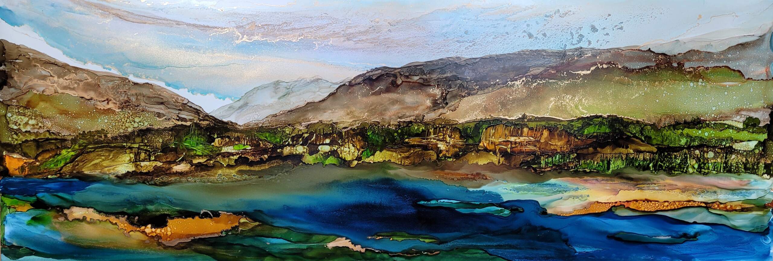 I Belong Here, Alcohol Ink Landscape by Paulina Tokarski | Effusion Art Gallery + Cast Glass Studio, Invermere BC