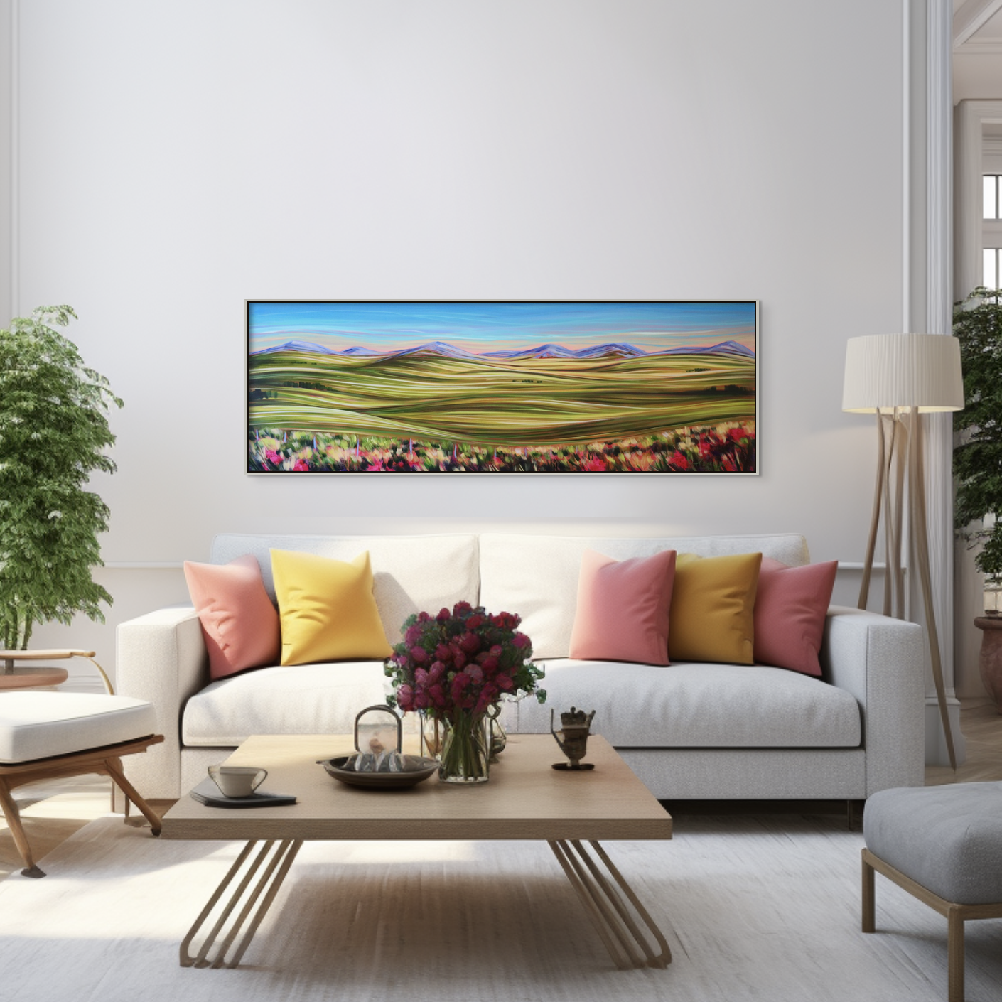 Charm of the Foothills, original prairie landscape painting by Kayla Eykelboom at Effusion Art Gallery in Invermere, BC.
