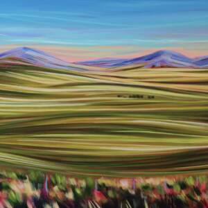 Charm of the Foothills, original acrylic landscape painting by Kayla Eykelboom | Effusion Art Gallery + Cast Glass Studio, Invermere BC