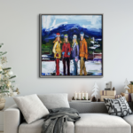Top of the World, original oil ski painting by Canadian artist Kimberly Kiel at Effusion Art Gallery in Invermere, BC.