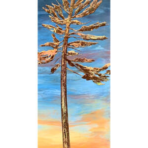 White Pine, mixed media tree painting by Sarah Moffat | Effusion Art Gallery + Cast Glass Studio, Invermere BC
