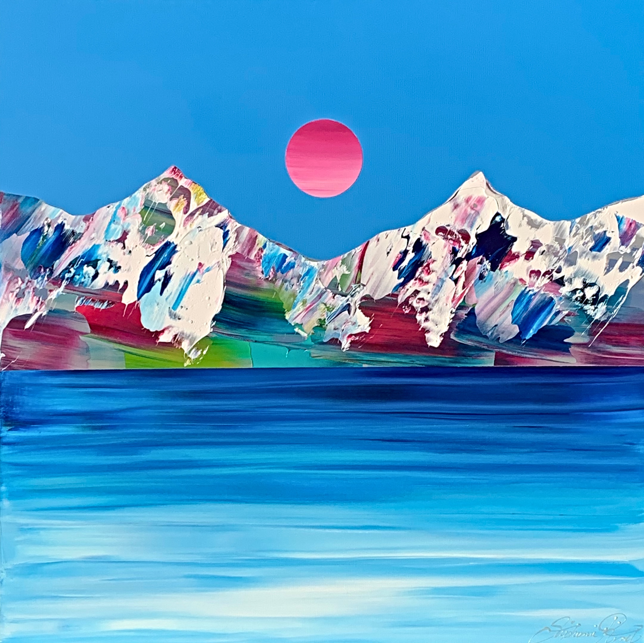 Rocheuses 2022, acrylic mountain painting by Stephanie Rivet | Effusion Art Gallery + Cast Glass Studio, Invermere BC