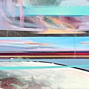 Ghost Lake, mixed media abstract painting by Michel Saint Hilaire | Effusion Art Gallery + Cast Glass Studio, Invermere BC