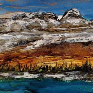 Elated November, original alcohol ink landscape painting by Paulina Tokarski | Effusion Art Gallery + Cast Glass Studio, Invermere BC