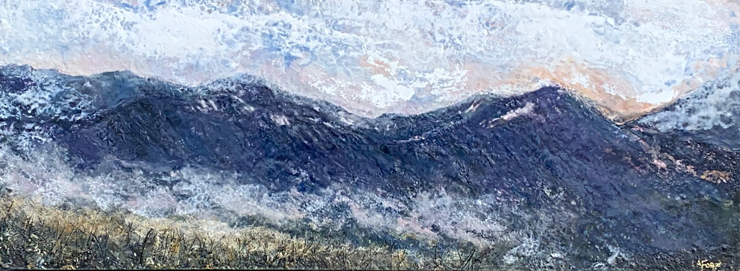 Early Morning Mist, encaustic landscape painting by Lee Anne LaForge | Effusion Art Gallery + Cast Glass Studio, Invermere, BC