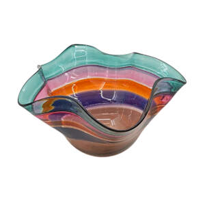 Colors of a Winter Melt, blown glass bowl by Hayden MacRae | Effusion Art Gallery + Cast Glass Studio, Invermere BC