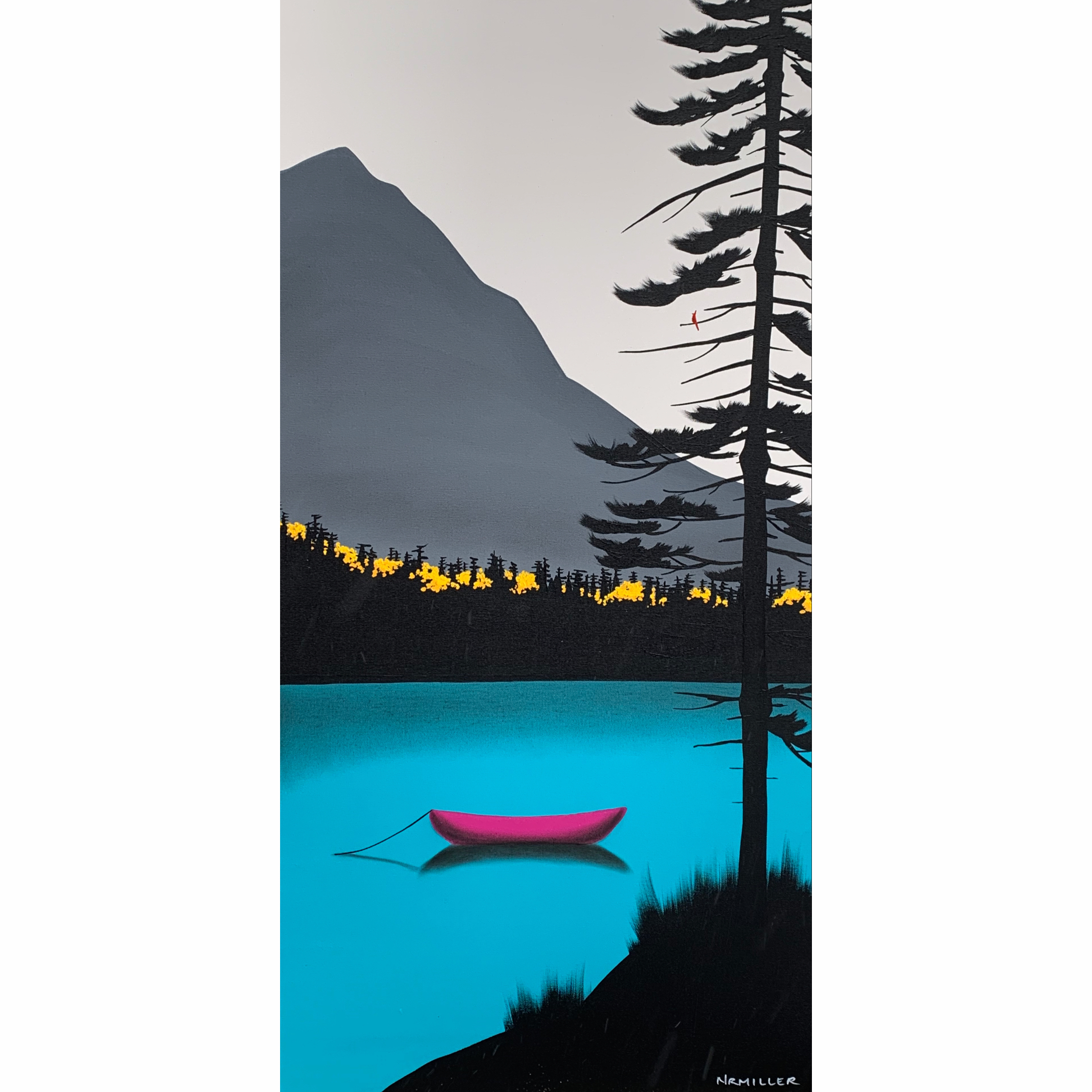 Free as a Bird, mixed media landscape painting by Natasha Miller | Effusion Art Gallery + Cast Glass Studio, Invermere BC