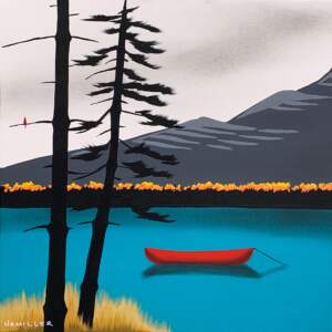 September Simmer, mixed media landscape painting by Natasha Miller | Effusion Art Gallery + Cast Glass Studio, Invermere BC