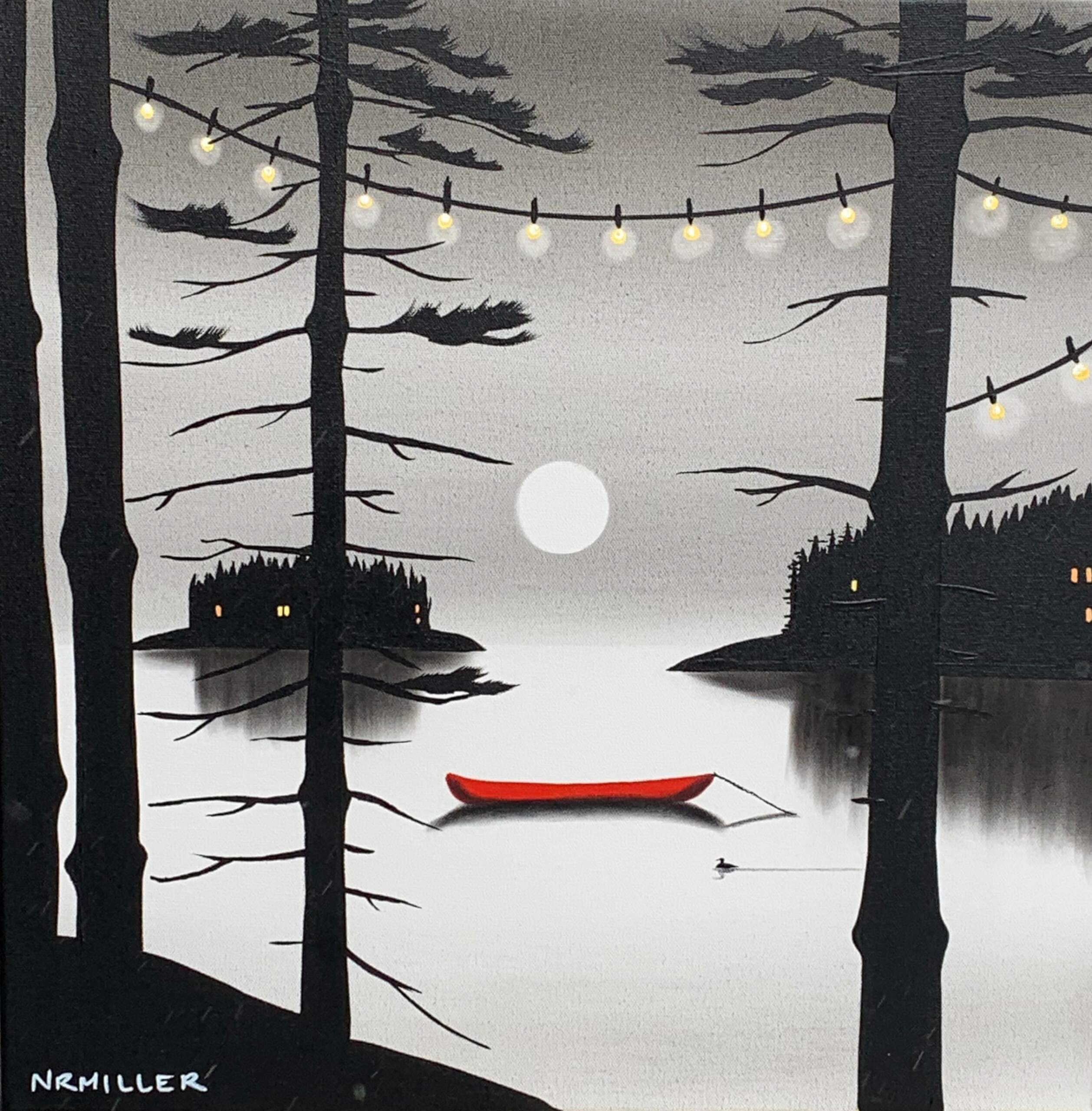 The Last Call, mixed media landscape painting by Natasha Miller | Effusion Art Gallery + Cast Glass Studio, Invermere BC