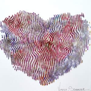 Love, Love, and Love, 3-D heart painting by Virginie Schroeder | Effusion Art Gallery + Cast Glass Studio, Invermere BC