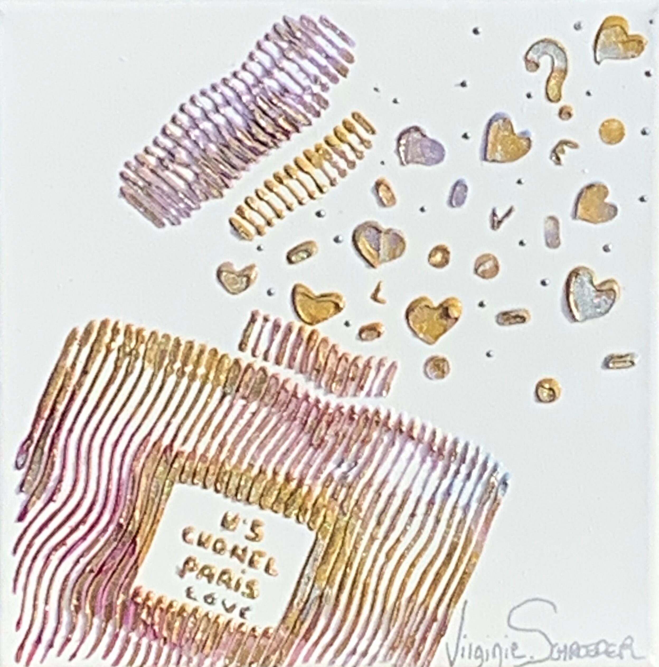 No5, Love, Paris, Chanel, 3-D perfume bottle painting by Virginie Schroeder | Effusion Art Gallery + Cast Glass Studio, Invermere BC
