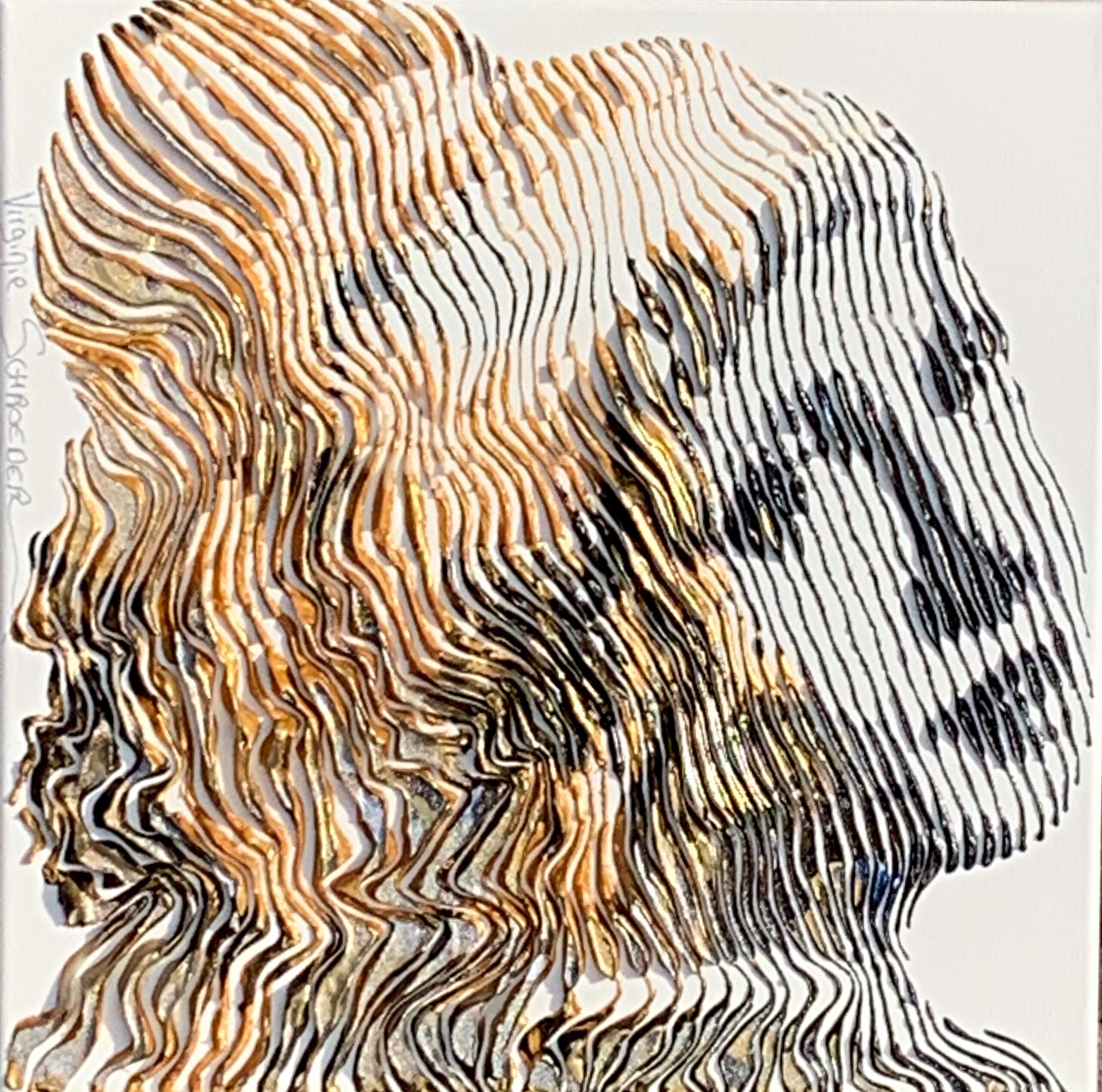 The Girl with the Pearl Earring, 3-D classic portrait painting by Virginie Schroeder | Effusion Art Gallery + Cast Glass Studio, Invermere BC