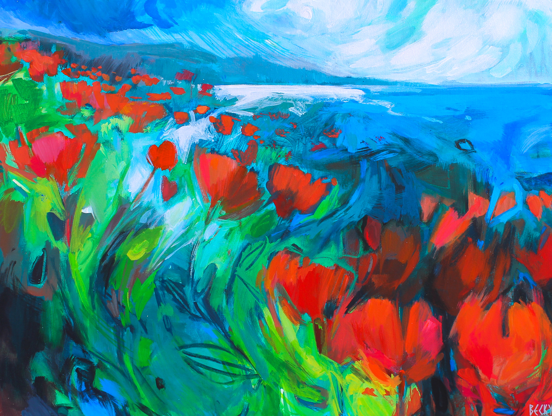 Sea Songs, acrylic landscape painting by Becky Holuk | Effusion Art Gallery + Cast Glass Studio, Invermere BC