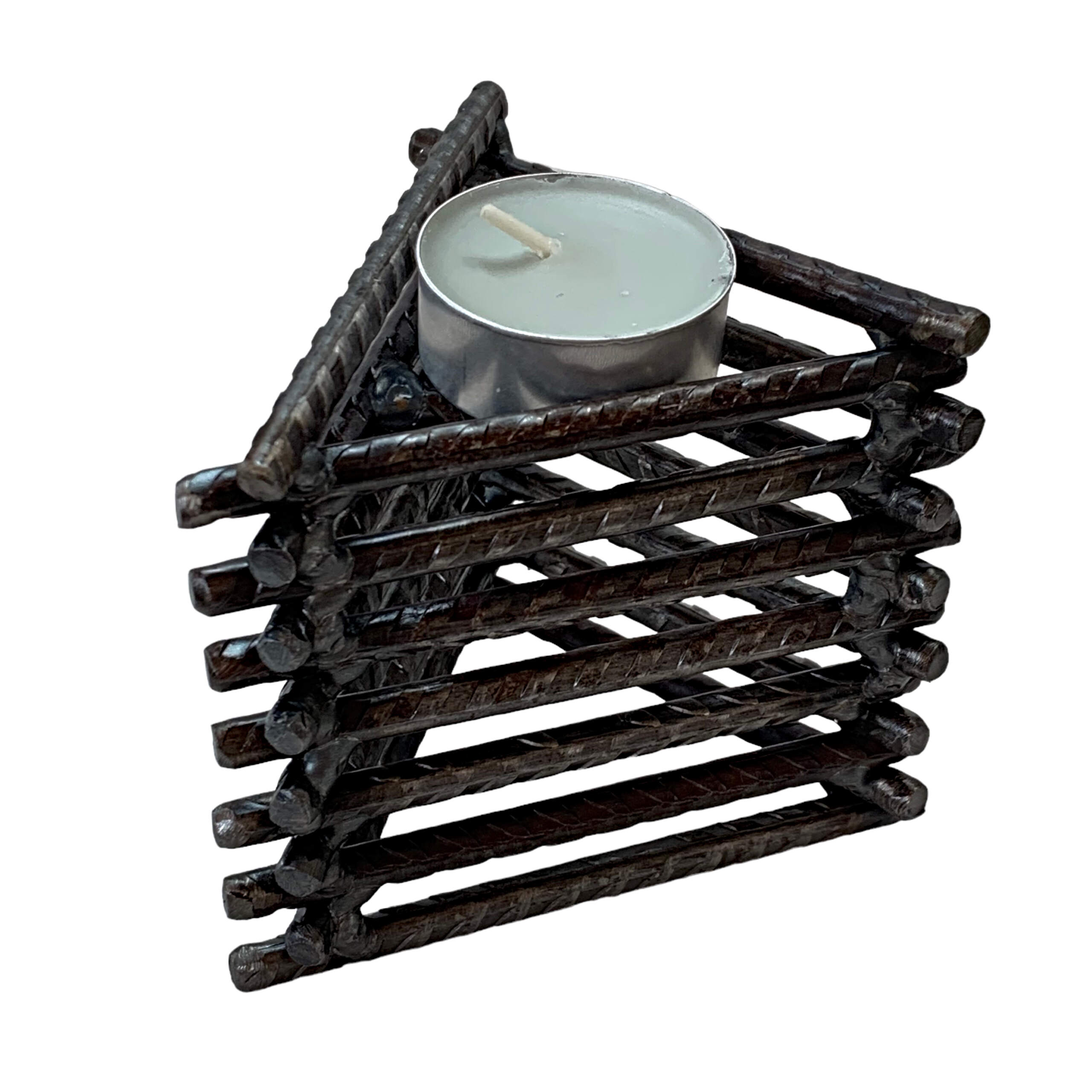 Mountain Tea Light Holder by Wendy Stone made of reclaimed steel | Effusion Art Gallery + Cast Glass Studio, Invermere BC