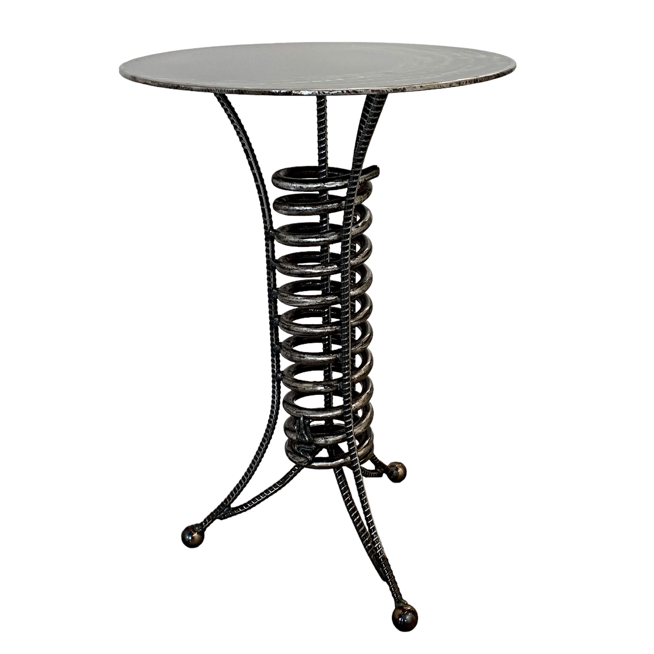 Side Table 1, reclaimed metal by Wendy Stone | Effusion Art Gallery + Cast Glass Studio, Invermere BC