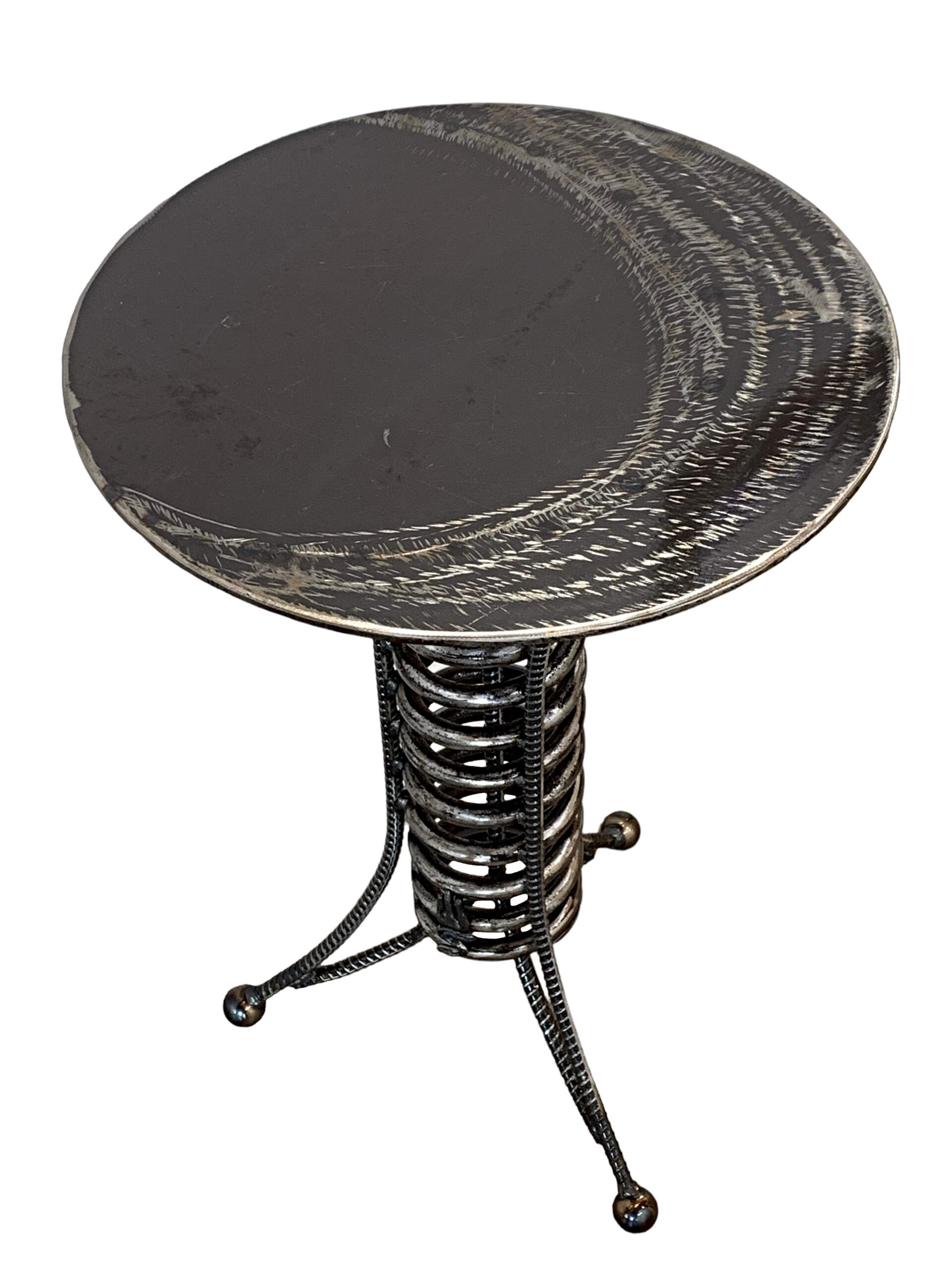 Side Table 1, reclaimed metal by Wendy Stone | Effusion Art Gallery + Cast Glass Studio, Invermere BC