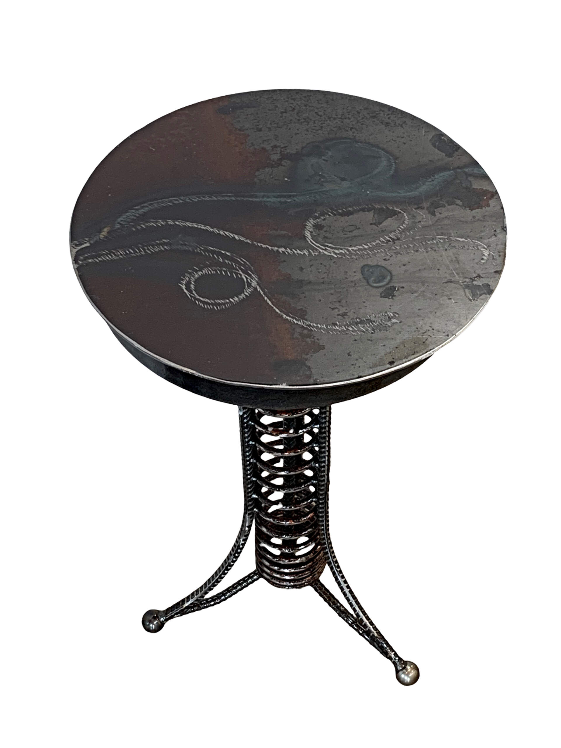 Side Table 2, reclaimed steel by Wendy Stone | Effusion Art Gallery + Cast Glass Studio, Invermere BC