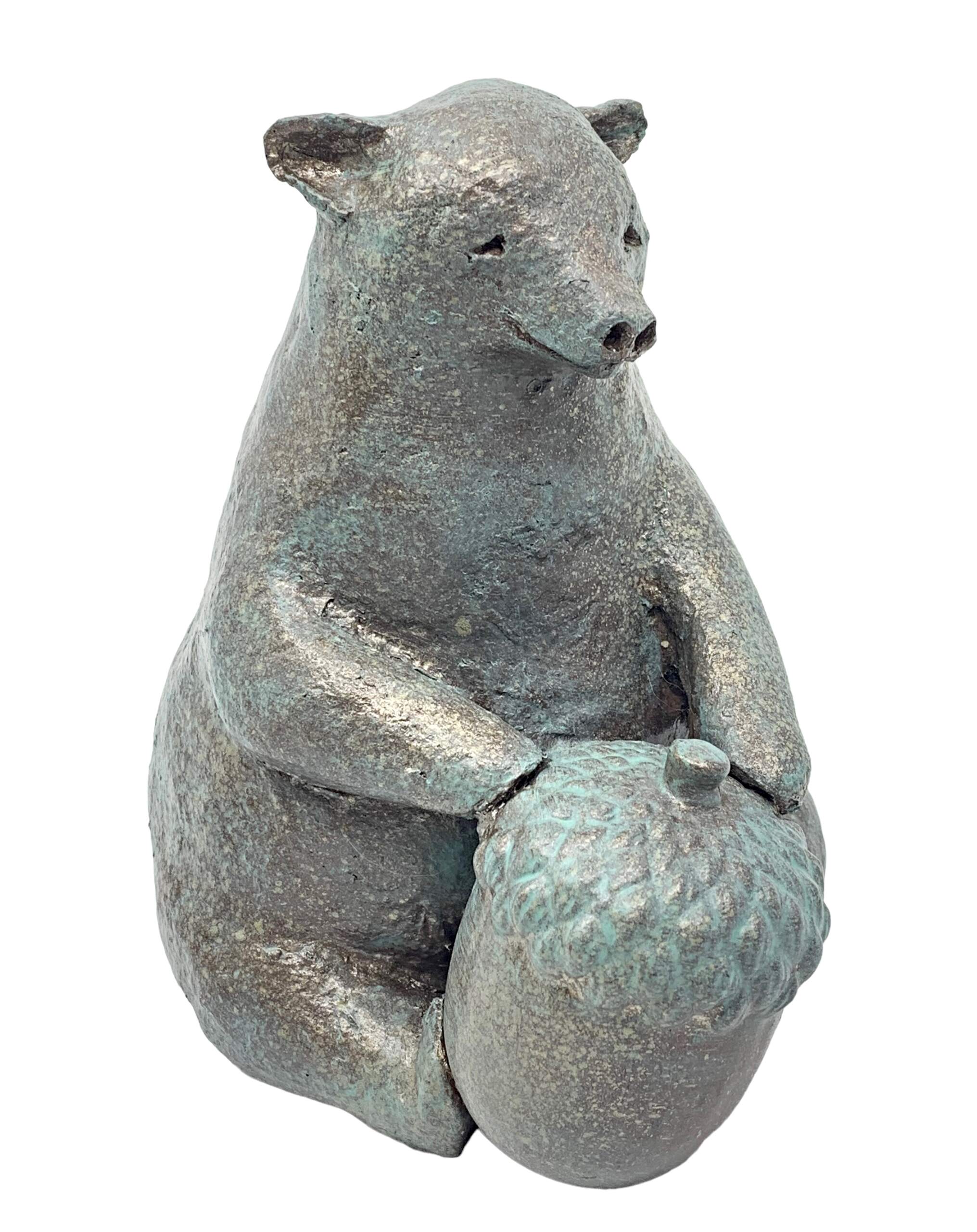 Think BIG, mixed media yoga bear sculpture by Karin Taylor | Effusion Art Gallery, Invermere BC