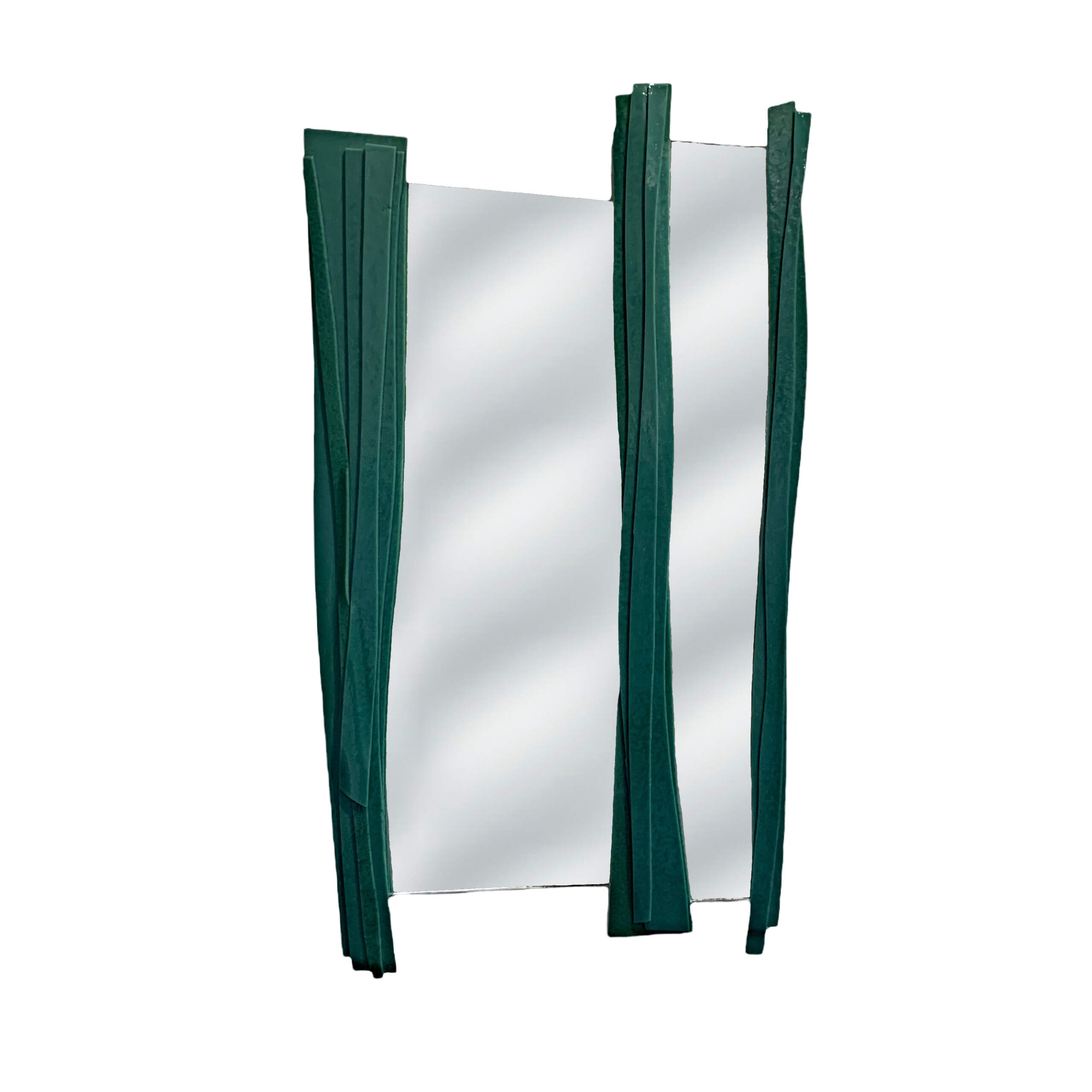 Reflections 15, forest green cast glass mirror by Heather Cuell | Effusion Art Gallery, Invermere BC