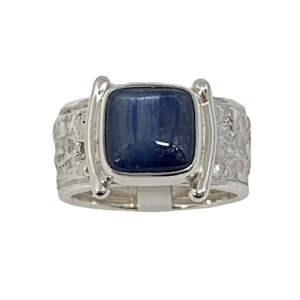 Handmade blue kyanite and silver ring by A&R Jewellery | Effusion Art Gallery + Cast Glass Studio, Invermere BC