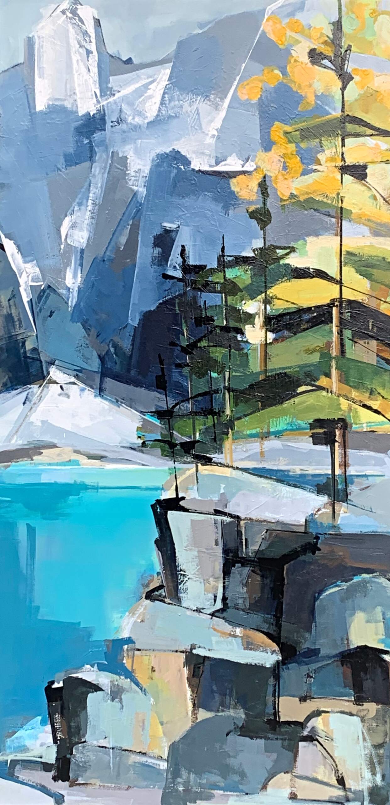 Meant to be, acrylic landscape painting of Floe Lake by Katie Lois Leahul | Effusion Art Gallery + Cast Glass Studio, Invermere BC