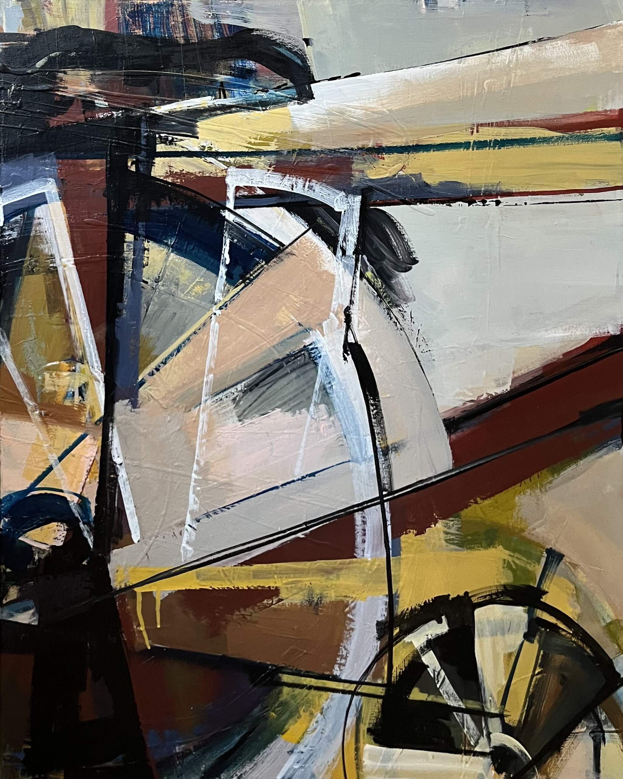 Paradox Pair A, acrylic abstract bike painting by Katie Leahul | Effusion Art Gallery + Cast Glass Studio, Invermere BC