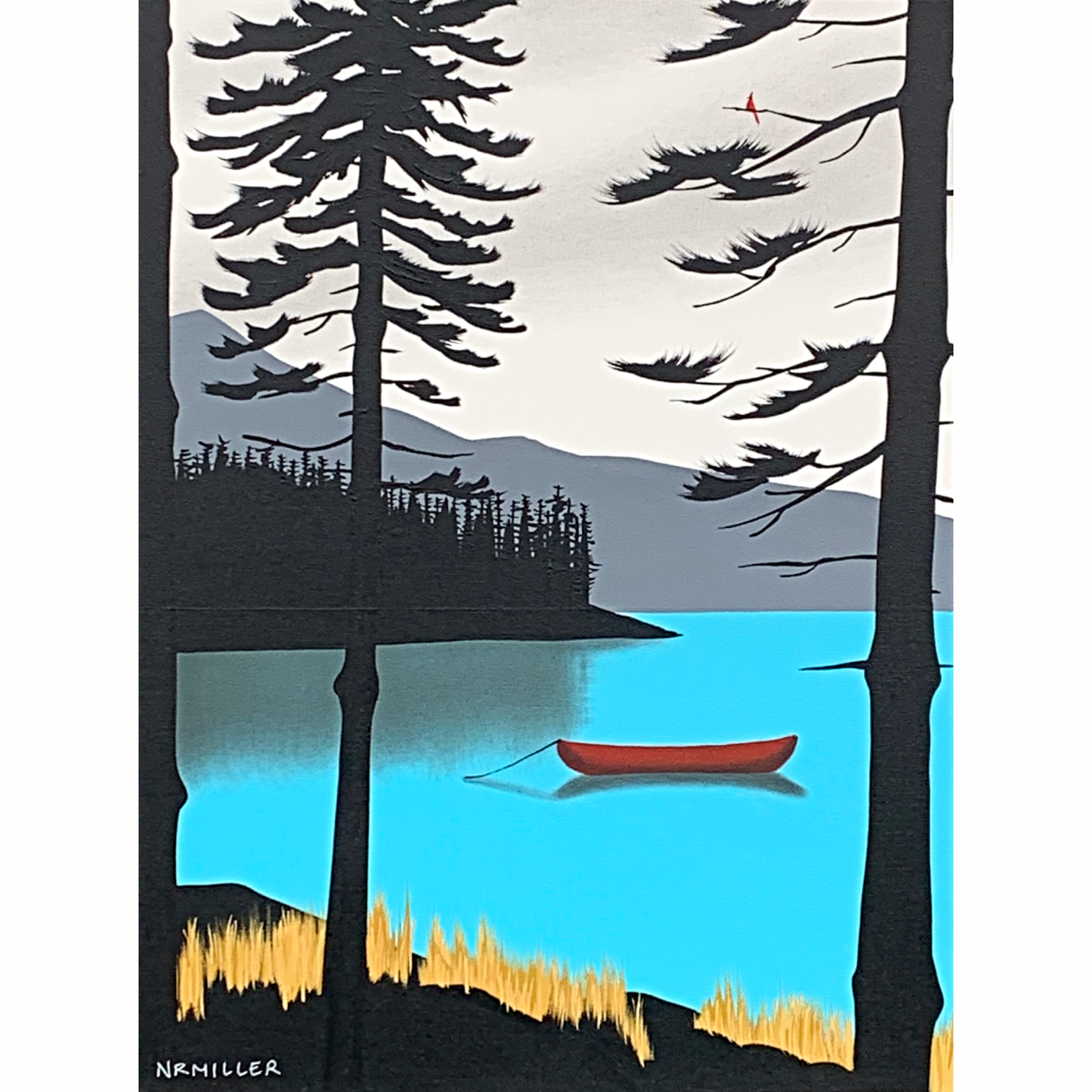 Laketastic, mixed media landscape painting by Natasha Miller | Effusion Art Gallery, Invermere BC