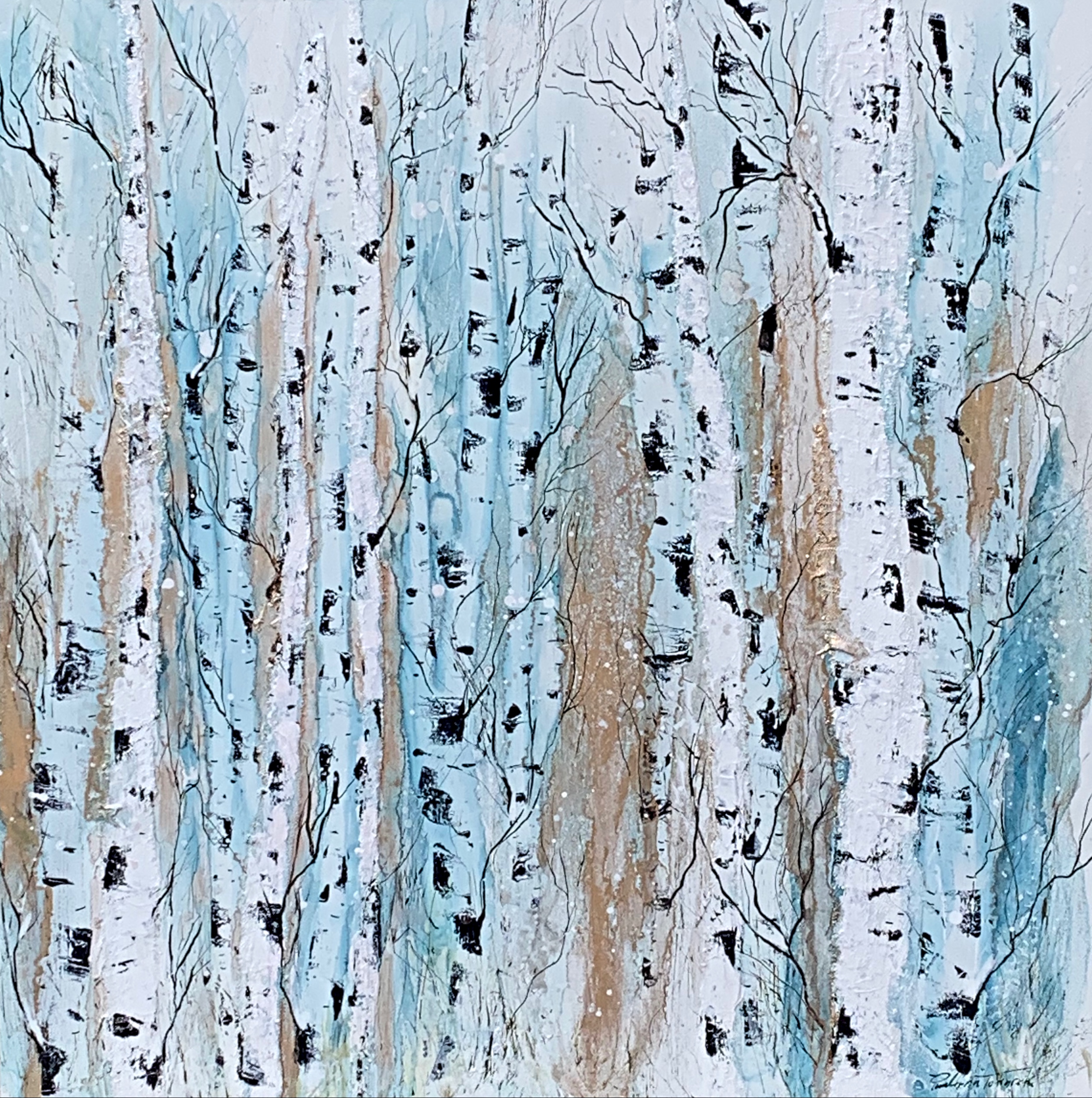 Where Light Grew for Us, alcohol ink birch tree painting by Paulina Tokarski | Effusion Art Gallery in Invermere BC