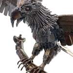 Astrid, reclaimed metal bald eagle, nest, tree, and eggs sculpture by Wendy Stone | Effusion Art Gallery, Invermere BC