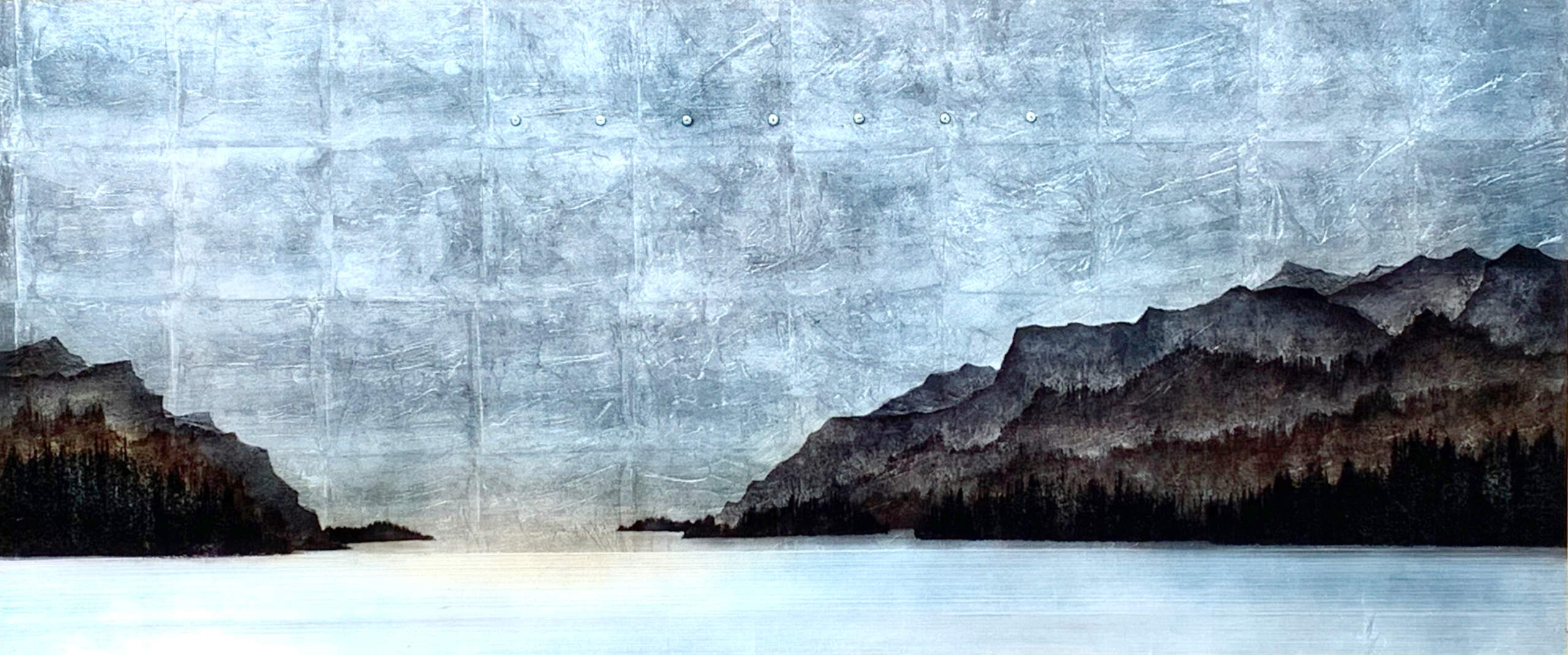 Best of Times, mixed media lake landscape by David Graff | Effusion Art Gallery + Cast Glass Studio, Invermere BC