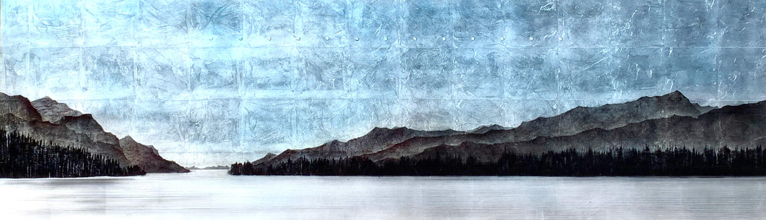 Columbia Valley Vista, mixed media lake landscape by David Graff | Effusion Art Gallery + Cast Glass Studio, Invermere BC