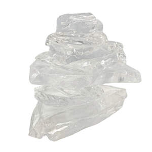 Clear handmade cast glass cairn sculpture by Heather Cuell.
