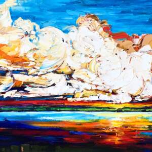 Beauty in the Chaos, oil sunset landscape painting by Kimberly Kiel | Effusion Art Gallery, Invermere BC