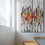 Can't Stay too Long 1+2, mixed media birch tree paintings by Kimberly Kiel | Effusion Art Gallery, Invermere BC