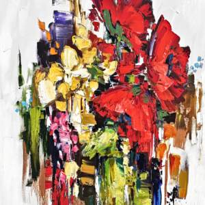 Sooner or Later, mixed media floral painting by Kimberly Kiel | Effusion Art Gallery, Invermere BC