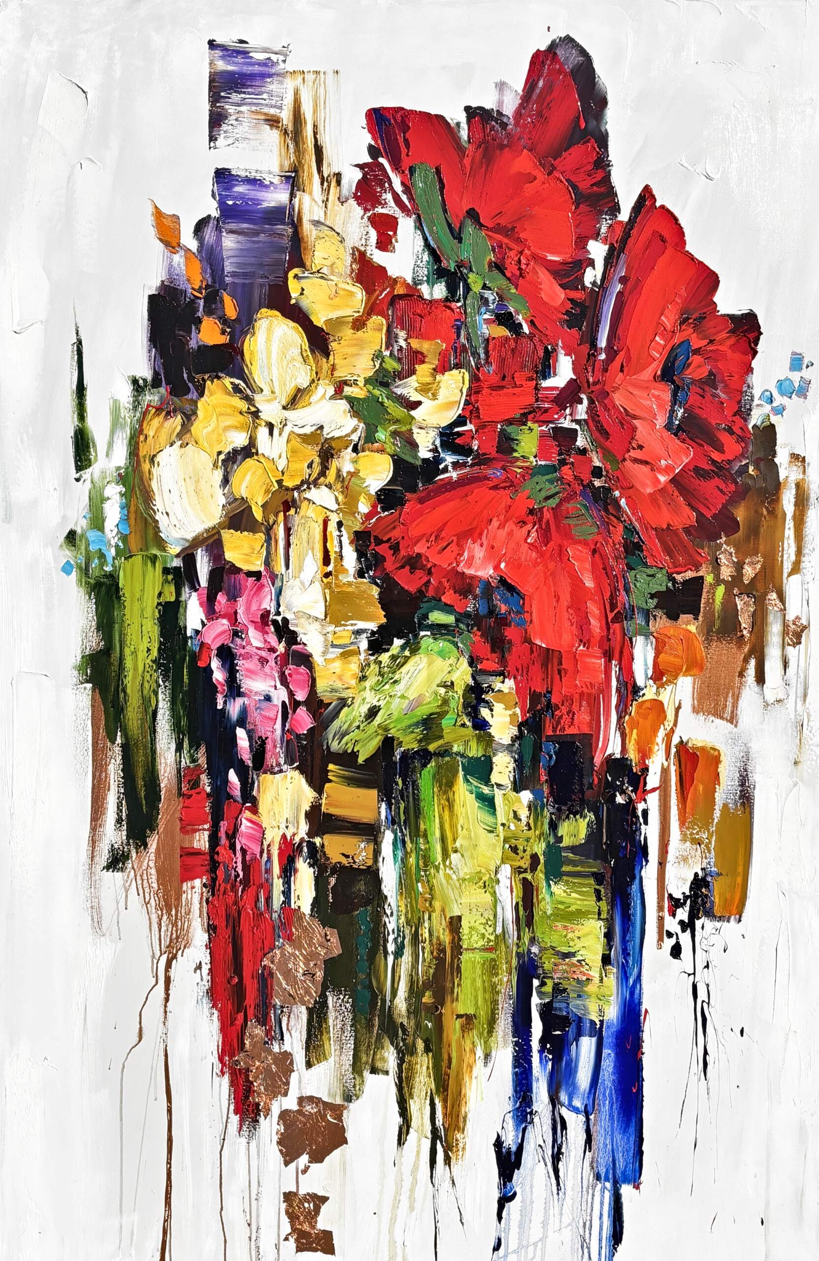Sooner or Later, mixed media floral painting by Kimberly Kiel | Effusion Art Gallery, Invermere BC