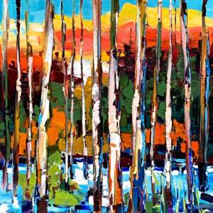 Time Stood Still, oil sunset landscape painting by Kimberly Kiel | Effusion Art Gallery, Invermere BC