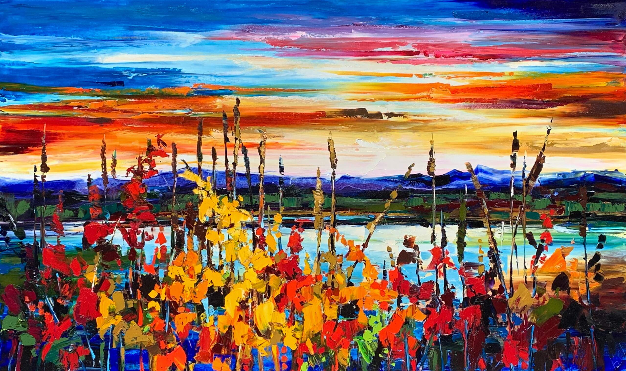 Where to Find Me, oil sunset landscape painting by Kimberly Kiel | Effusion Art Gallery, Invermere BC