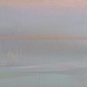 Soft pastel abstract landscape painting by Michel Saint Hilaire.