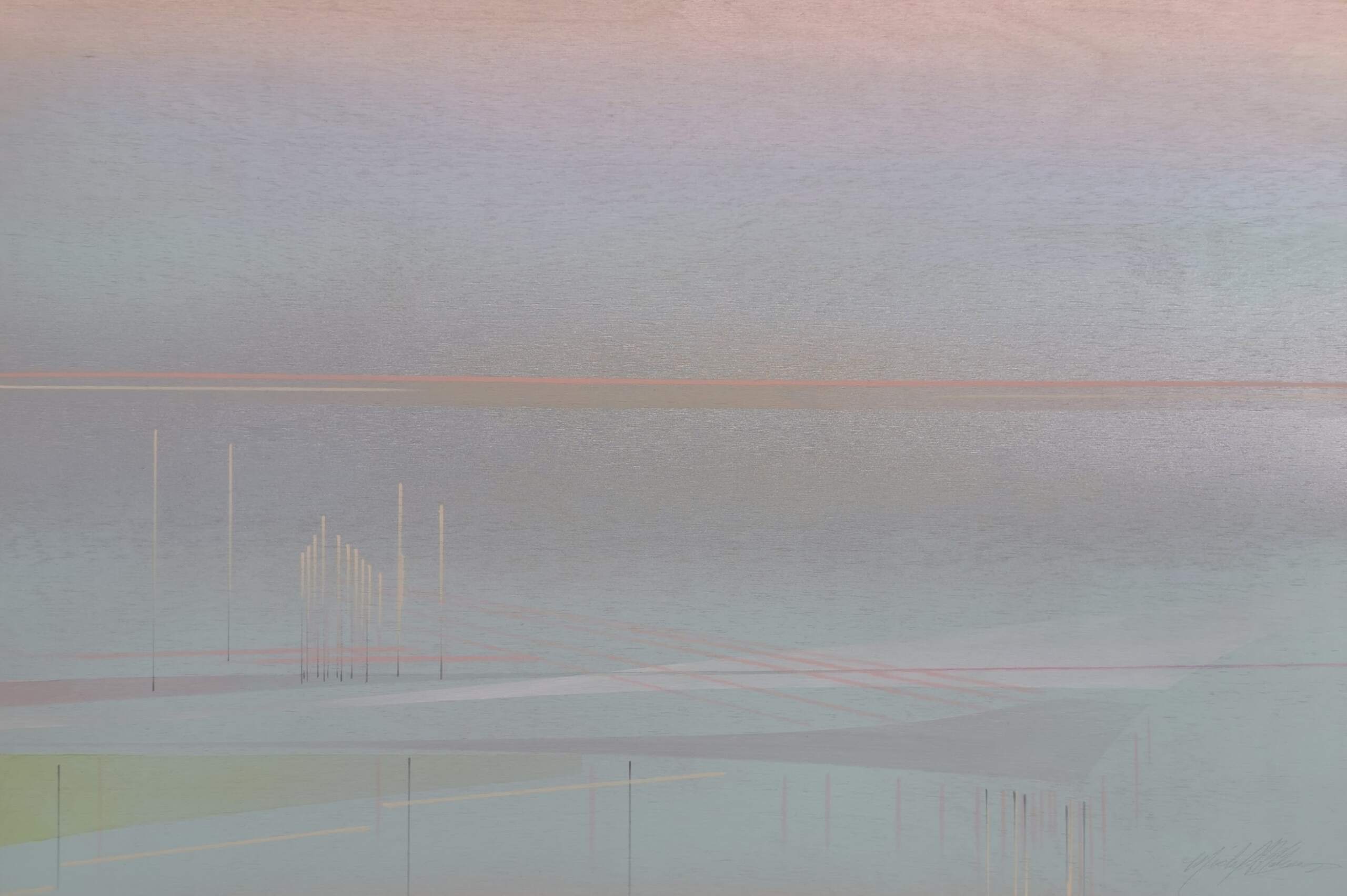 First Step, mixed media abstract landscape painting by Michel St. Hilaire | Effusion Art Gallery, Invermere BC