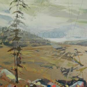 Vintage-feeling landscape and tree painting by Michel Saint Hilaire.