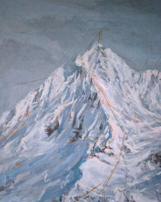 Wave, mixed media mountain painting by Michel St. Hilaire | Effusion Art Gallery, Invermere BC