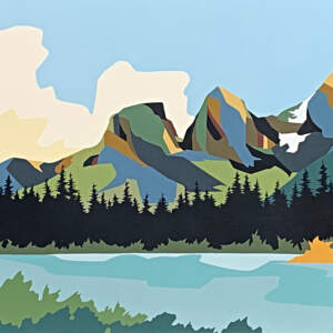 Family Matters, original acrylic landscape of the Three Sisters by Michelle Barkway | Effusion Art Gallery, Invermere BC